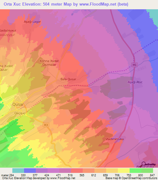 Orta Xuc,Azerbaijan Elevation Map