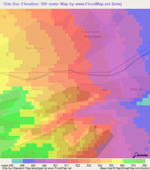 Orta Xuc,Azerbaijan Elevation Map