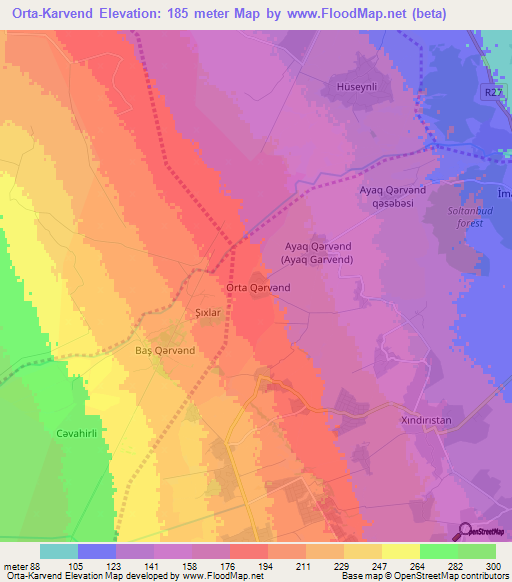Orta-Karvend,Azerbaijan Elevation Map