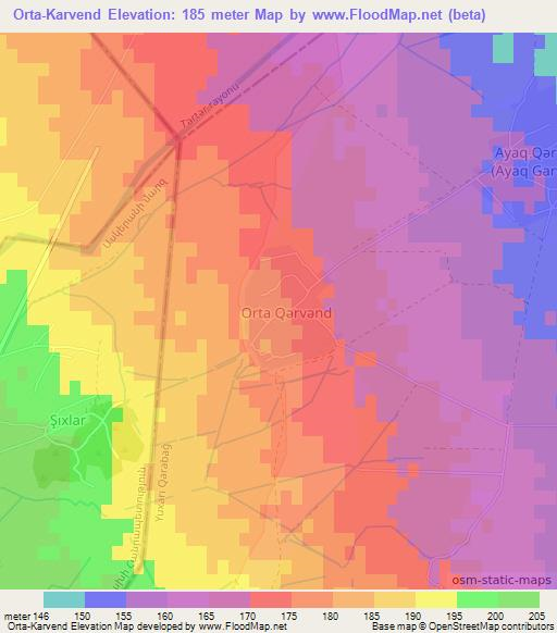 Orta-Karvend,Azerbaijan Elevation Map