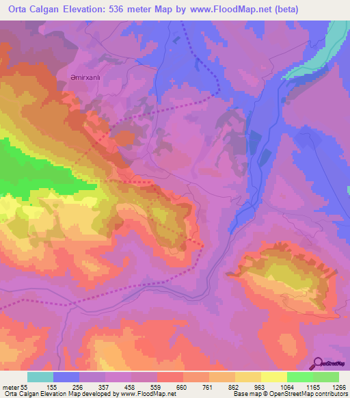 Orta Calgan,Azerbaijan Elevation Map