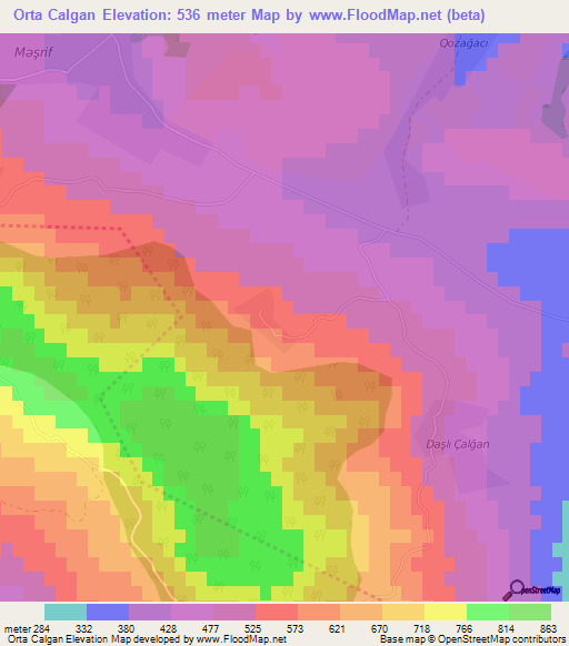 Orta Calgan,Azerbaijan Elevation Map
