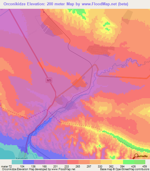 Orconikidze,Azerbaijan Elevation Map