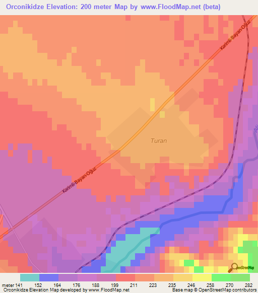 Orconikidze,Azerbaijan Elevation Map