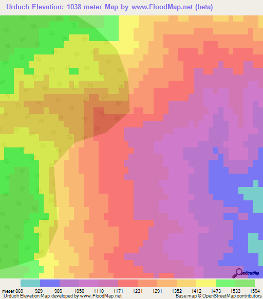 Urduch,Azerbaijan Elevation Map