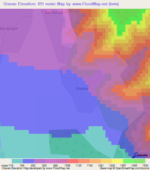 Oravan,Azerbaijan Elevation Map