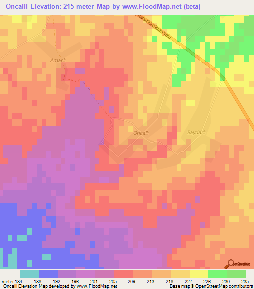 Oncalli,Azerbaijan Elevation Map
