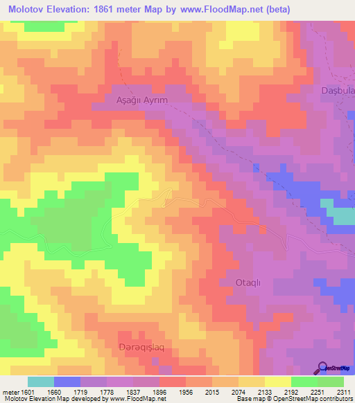 Molotov,Azerbaijan Elevation Map