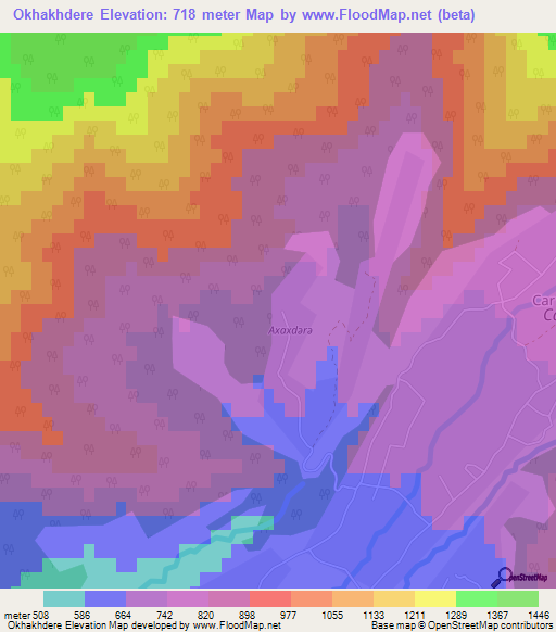 Okhakhdere,Azerbaijan Elevation Map