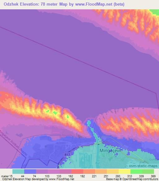 Odzhek,Azerbaijan Elevation Map