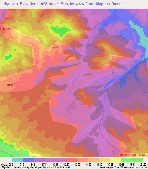 Nyutakh,Azerbaijan Elevation Map