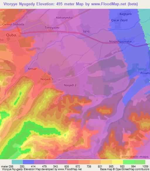 Vtoryye Nyugedy,Azerbaijan Elevation Map