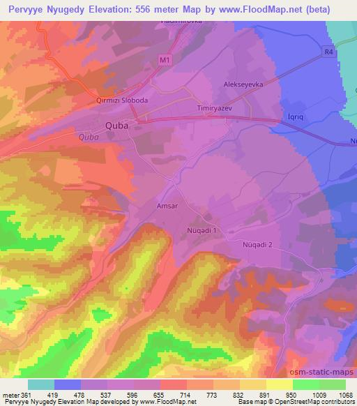 Pervyye Nyugedy,Azerbaijan Elevation Map