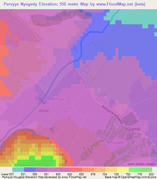 Pervyye Nyugedy,Azerbaijan Elevation Map