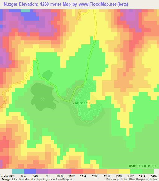 Nuzger,Azerbaijan Elevation Map