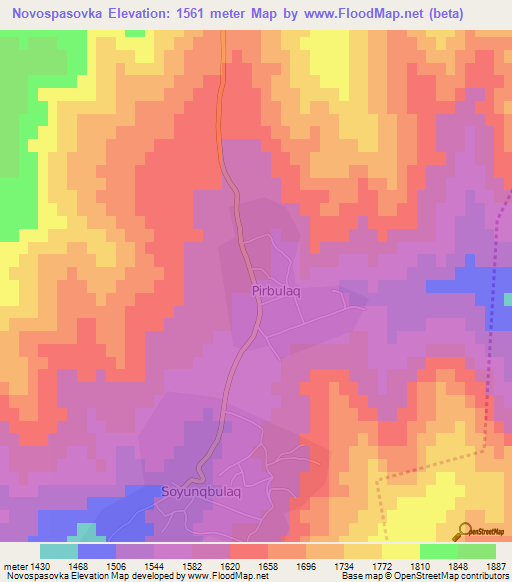 Novospasovka,Azerbaijan Elevation Map