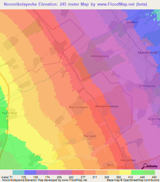 Novonikolayevka,Azerbaijan Elevation Map