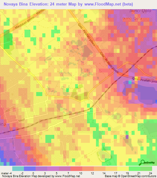 Novaya Bina,Azerbaijan Elevation Map