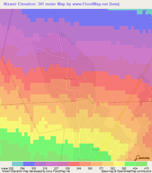 Nizami,Azerbaijan Elevation Map