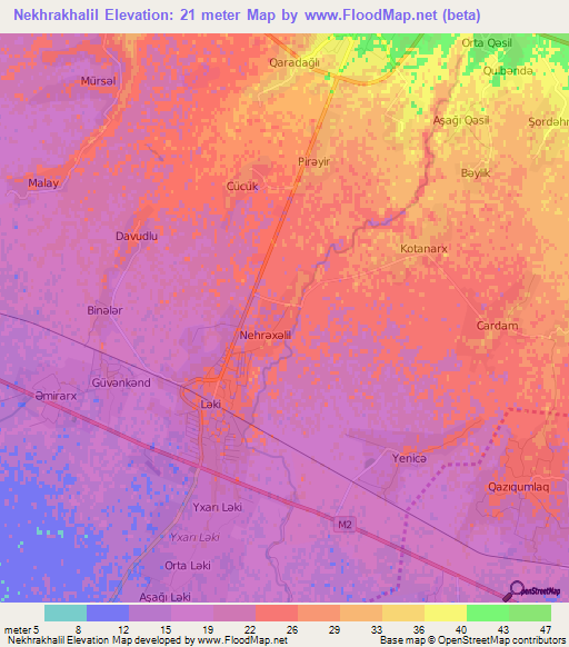 Nekhrakhalil,Azerbaijan Elevation Map
