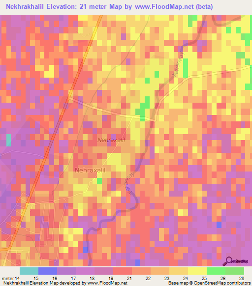 Nekhrakhalil,Azerbaijan Elevation Map