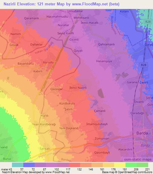 Nazirli,Azerbaijan Elevation Map
