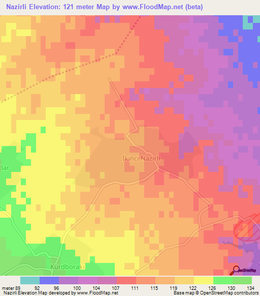 Nazirli,Azerbaijan Elevation Map