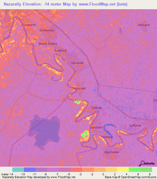 Nazarally,Azerbaijan Elevation Map