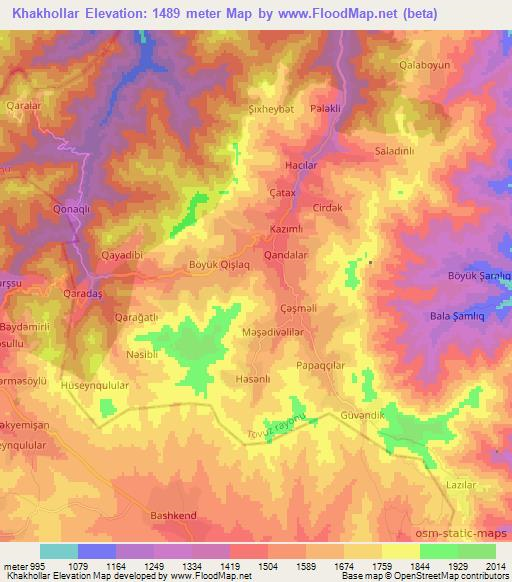 Khakhollar,Azerbaijan Elevation Map