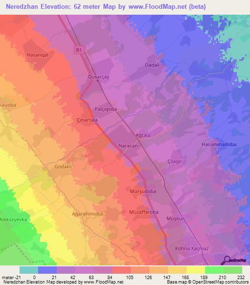 Neredzhan,Azerbaijan Elevation Map