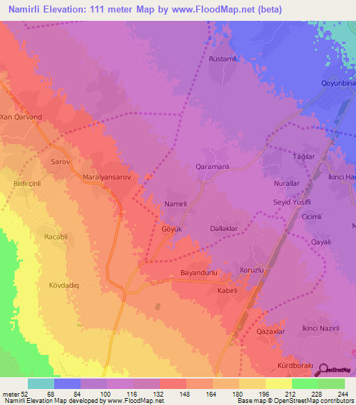 Namirli,Azerbaijan Elevation Map