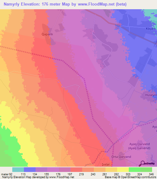 Namyrly,Azerbaijan Elevation Map