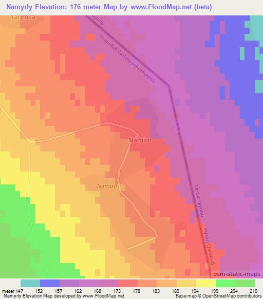 Namyrly,Azerbaijan Elevation Map