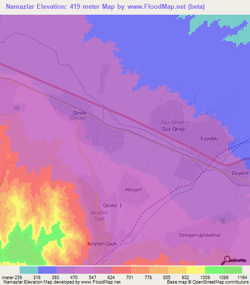 Namazlar,Azerbaijan Elevation Map
