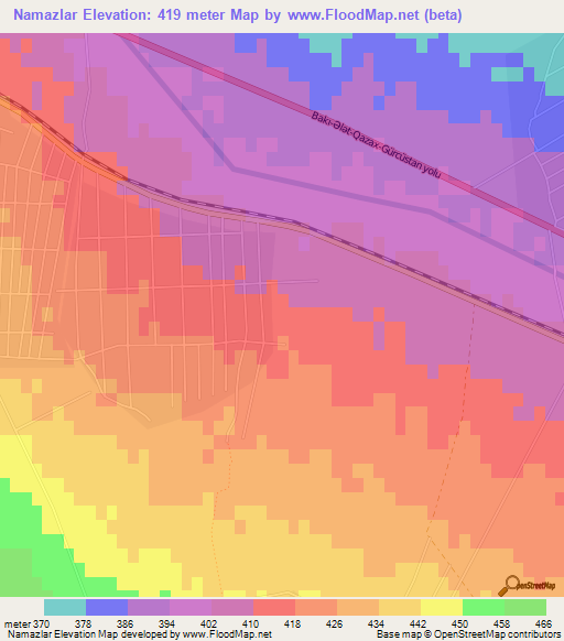 Namazlar,Azerbaijan Elevation Map