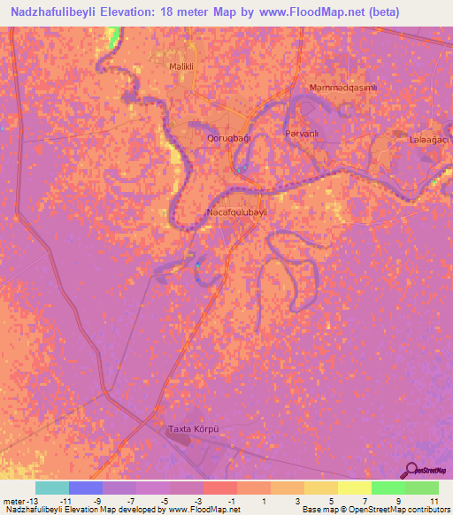 Nadzhafulibeyli,Azerbaijan Elevation Map