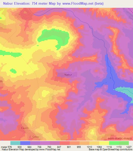 Nabur,Azerbaijan Elevation Map