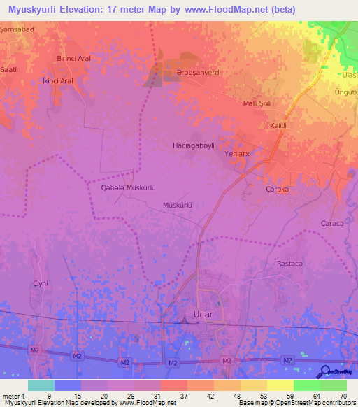 Myuskyurli,Azerbaijan Elevation Map