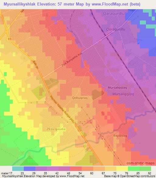 Myursallikyshlak,Azerbaijan Elevation Map