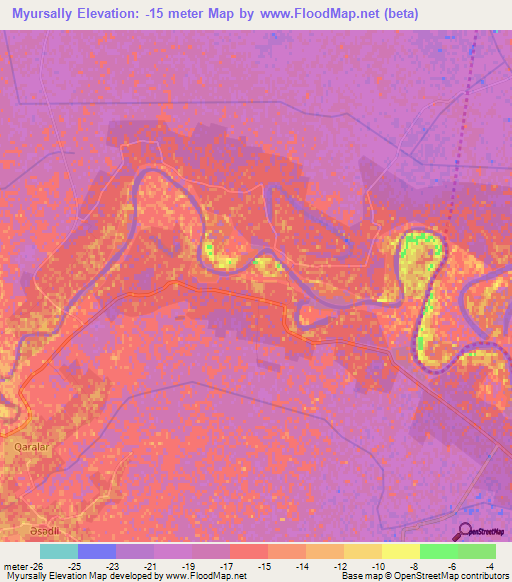 Myursally,Azerbaijan Elevation Map