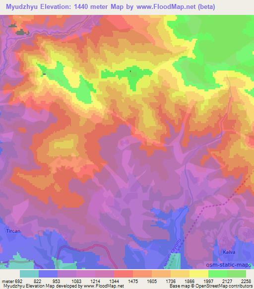 Myudzhyu,Azerbaijan Elevation Map