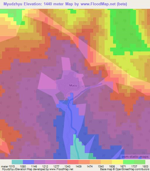 Myudzhyu,Azerbaijan Elevation Map