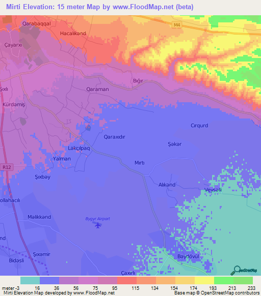 Mirti,Azerbaijan Elevation Map