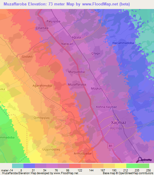 Muzaffaroba,Azerbaijan Elevation Map