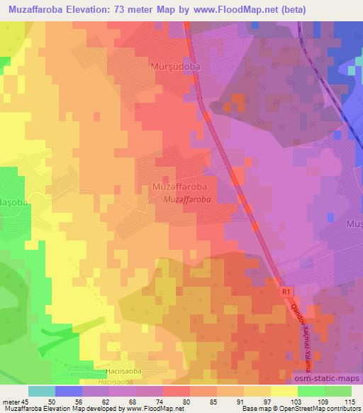Muzaffaroba,Azerbaijan Elevation Map