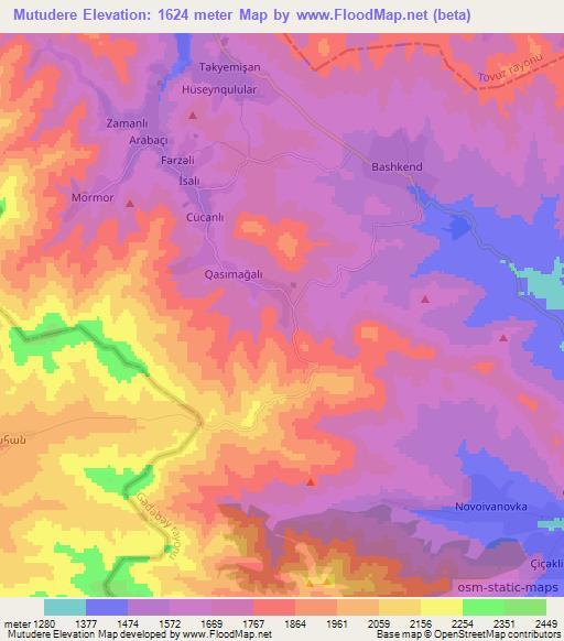 Mutudere,Azerbaijan Elevation Map