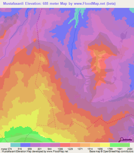 Mustafaxanli,Azerbaijan Elevation Map
