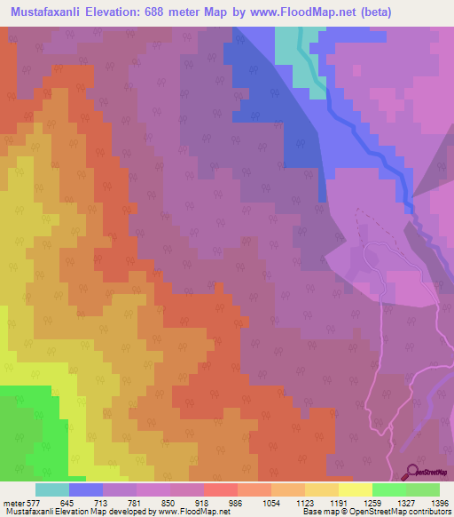 Mustafaxanli,Azerbaijan Elevation Map