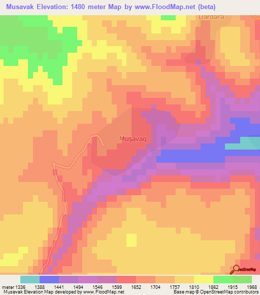 Musavak,Azerbaijan Elevation Map
