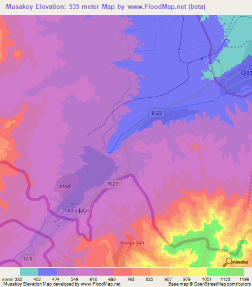Musakoy,Azerbaijan Elevation Map